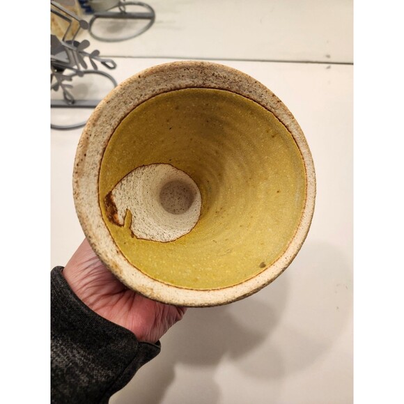 Handmade Ceramic Candle Holder Pottery Signed Artisan Rustic Design Vintage - Picture 4 of 14